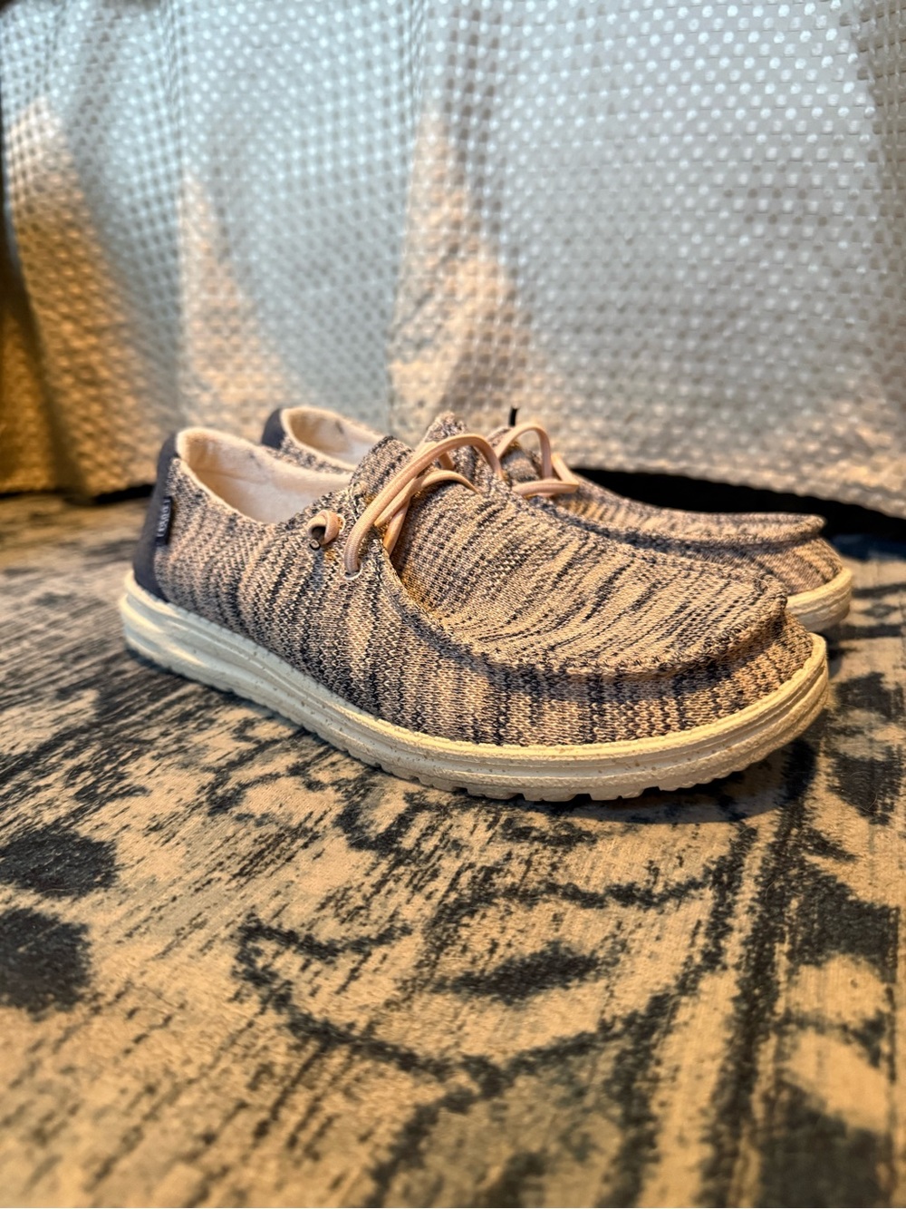 Hey Dude Women's Knit Slip-On Sneakers in Beige and Gray